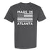 Gray t-shirt with 'Made in Atlanta' text and American flag design on a white background