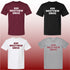 '830 Westview Drive' t-shirts in maroon, black white, and heather gray.
