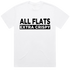 White Comfort Colors T-shirt with bold 'All Flats Extra Crispy' graphic in black text on the front.