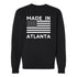 Black sweatshirt with 'Made in Atlanta' text and American flag design on a white background