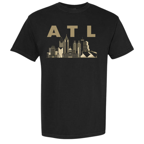 Black ATL Skyline T-shirt with bold gold Atlanta skyline graphic.