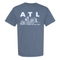 Blue Jean ATL Skyline T-shirt with white Atlanta skyline graphic.