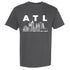 Gray t-shirt with white 'ATL' and cityscape design on a white background