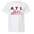 White ATL Skyline T-shirt with maroon Atlanta skyline graphic.