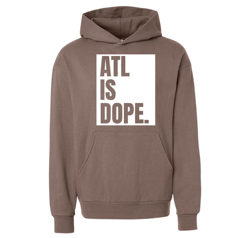 Espresso brown ATL Is Dope Atlanta streetwear hoodie with front graphic