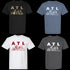 Four t-shirts with 'ATL' and city skyline design on a white background