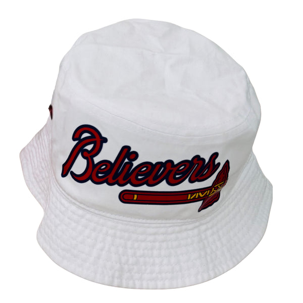 White Believers Bucket Hat, 100% cotton, L/XL size, inspired by the 2021 Braves.