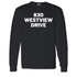 Black long-sleeve t-shirt with '830 Westview Drive' in white text, honoring a shared legacy.