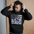 Man wearing black hoodie with Brave 3000 graphic, a nod to Atlanta’s creative and athletic spirit.