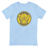 Atlanta City Seal inspired graphic tee featuring eagle emblem and “5 Stripes Atlanta GA” design on Columbia blue t-shirt