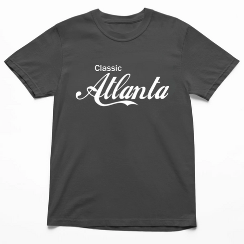 Pepper gray Classic Atlanta Comfort Colors tee with vintage Atlanta script graphic