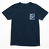 God Watch Over Me While I Chase My Dreams navy blue T-shirt with a small front-left chest design, faith-based inspirational apparel.