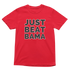Red Just Beat Bama T-shirt with bold black text with white outline celebrating Georgia football.
