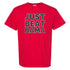 Red Just Beat Bama T-shirt with bold black text with white outline celebrating Georgia football.