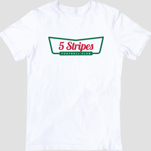 Black Krispy Stripes T-shirt, Atlanta-inspired design mixing Krispy Kreme and 5 Stripes soccer.