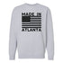 Gray sweatshirt with 'Made in Atlanta' text and American flag design