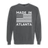 Pepper gray sweatshirt with 'Made in Atlanta' text and American flag design