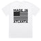 White Made In Atlanta t-shirt with bold front graphic design