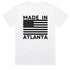 White Made In Atlanta t-shirt with bold front graphic design