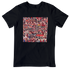 Black t-shirt featuring collage graphic inspired by Atlanta soccer supporters section with fans, scarves, and stadium energy