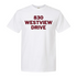 White t-shirt with '830 Westview Drive' in maroon text, honoring a shared legacy.